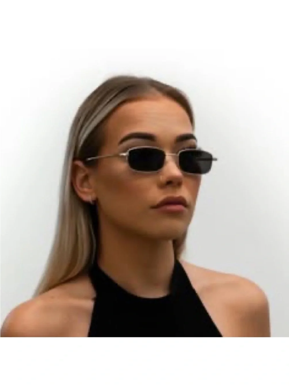 Stylish Black small retro square rectangular Sunglasses